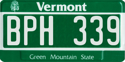 VT license plate BPH339