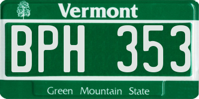 VT license plate BPH353