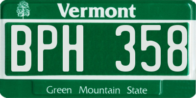 VT license plate BPH358