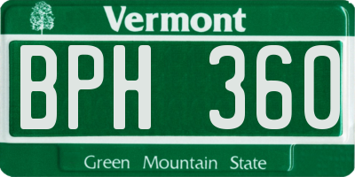VT license plate BPH360