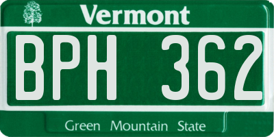 VT license plate BPH362