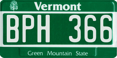 VT license plate BPH366