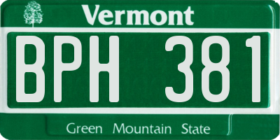 VT license plate BPH381
