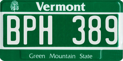 VT license plate BPH389