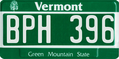VT license plate BPH396