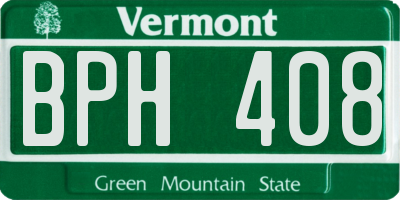 VT license plate BPH408