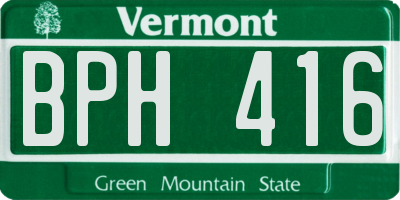 VT license plate BPH416