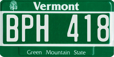 VT license plate BPH418