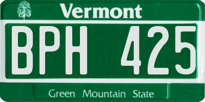 VT license plate BPH425