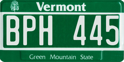 VT license plate BPH445