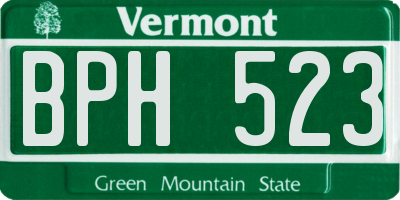 VT license plate BPH523