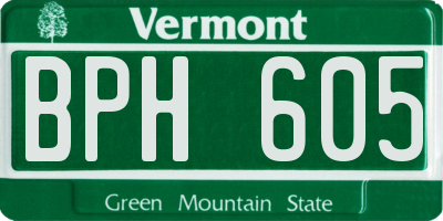 VT license plate BPH605