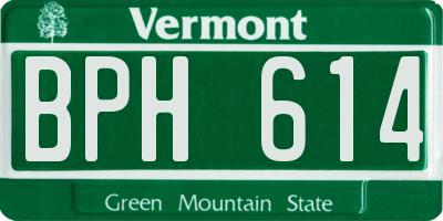 VT license plate BPH614