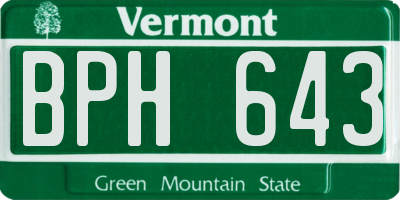 VT license plate BPH643