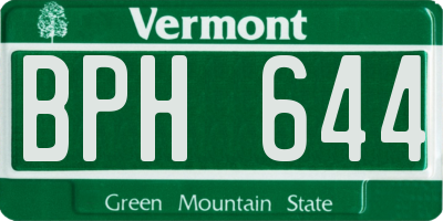 VT license plate BPH644