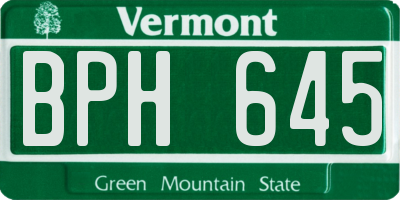 VT license plate BPH645