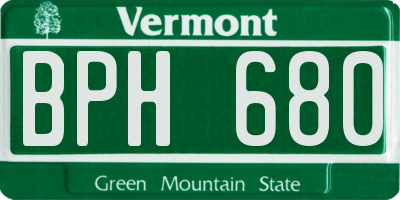 VT license plate BPH680