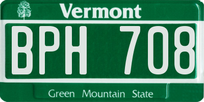 VT license plate BPH708
