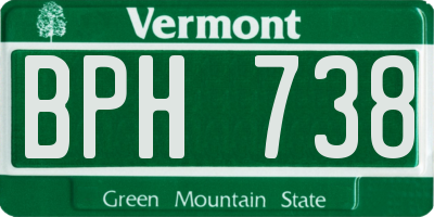 VT license plate BPH738