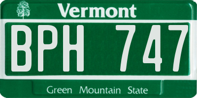VT license plate BPH747