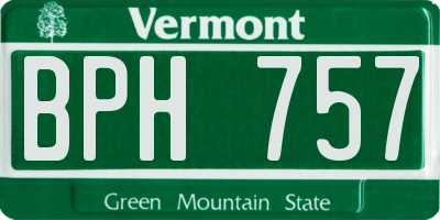 VT license plate BPH757
