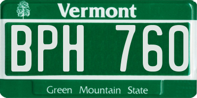 VT license plate BPH760