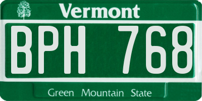 VT license plate BPH768