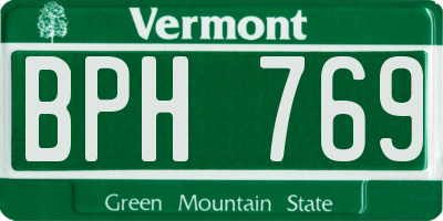 VT license plate BPH769