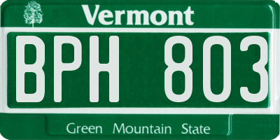 VT license plate BPH803