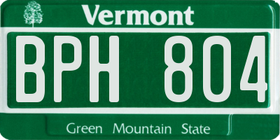 VT license plate BPH804
