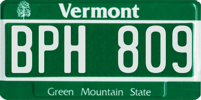 VT license plate BPH809