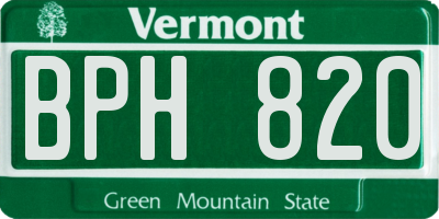 VT license plate BPH820
