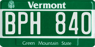 VT license plate BPH840