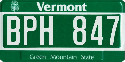 VT license plate BPH847