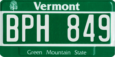 VT license plate BPH849
