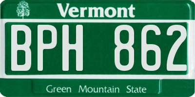 VT license plate BPH862