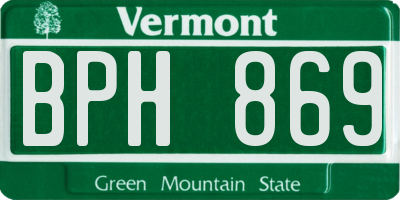 VT license plate BPH869