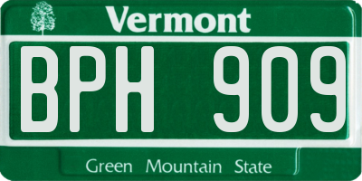VT license plate BPH909