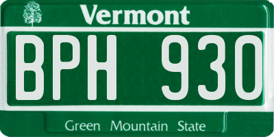 VT license plate BPH930