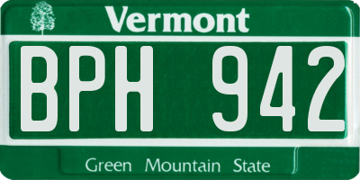 VT license plate BPH942