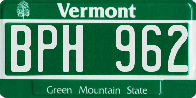 VT license plate BPH962
