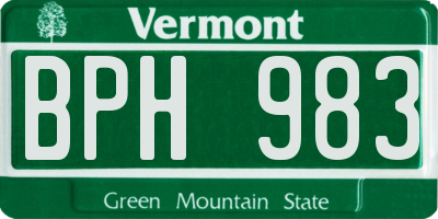 VT license plate BPH983