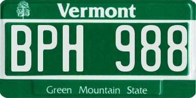 VT license plate BPH988