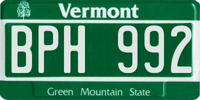 VT license plate BPH992