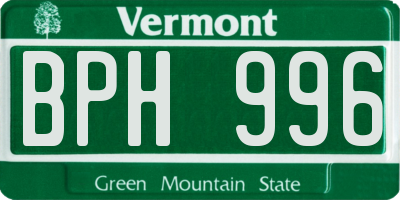 VT license plate BPH996