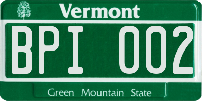VT license plate BPI002