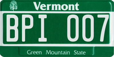 VT license plate BPI007