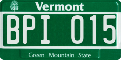 VT license plate BPI015