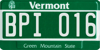 VT license plate BPI016