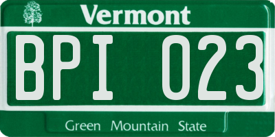 VT license plate BPI023